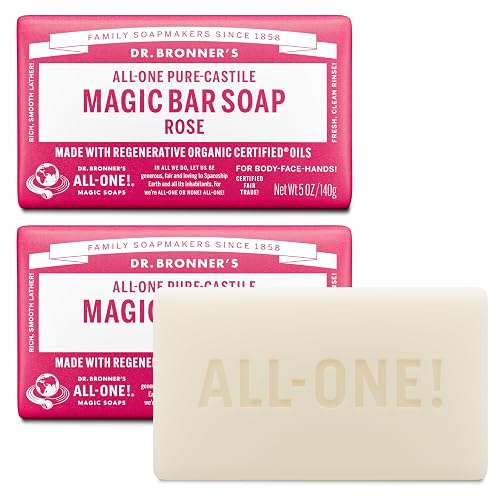 Dr. Bronner's Pure-Castile Magic Bar Soaps - Made with Regenerative Organic Certified Oils - For Face, Body, Hair- Vegan Soap Bars for Men & Women