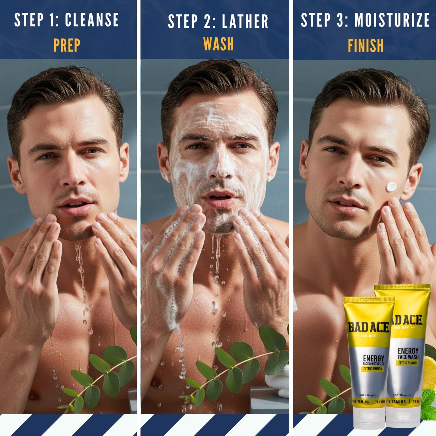 BAD ACE Energy Daily Moisturizer for Men, Korean Skin Care Hydrating Facial Cream - Multi-Vitamin Men's Face Moisturizer for Dry and Acne-Prone Skin