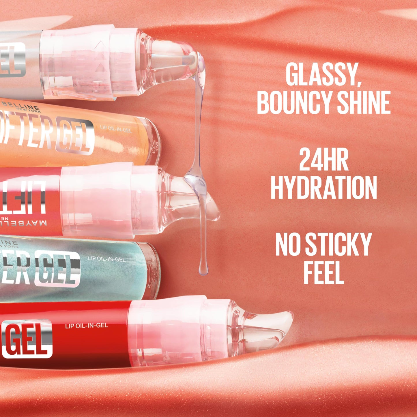 MAYBELLINE Lifter Oil-in-Gel Lip Gloss for Glassy, Bouncy Shine, Hydrating, Tinted Lip Balm and Moisturizer with Hyaluronic Acid and Passionfruit Oil,