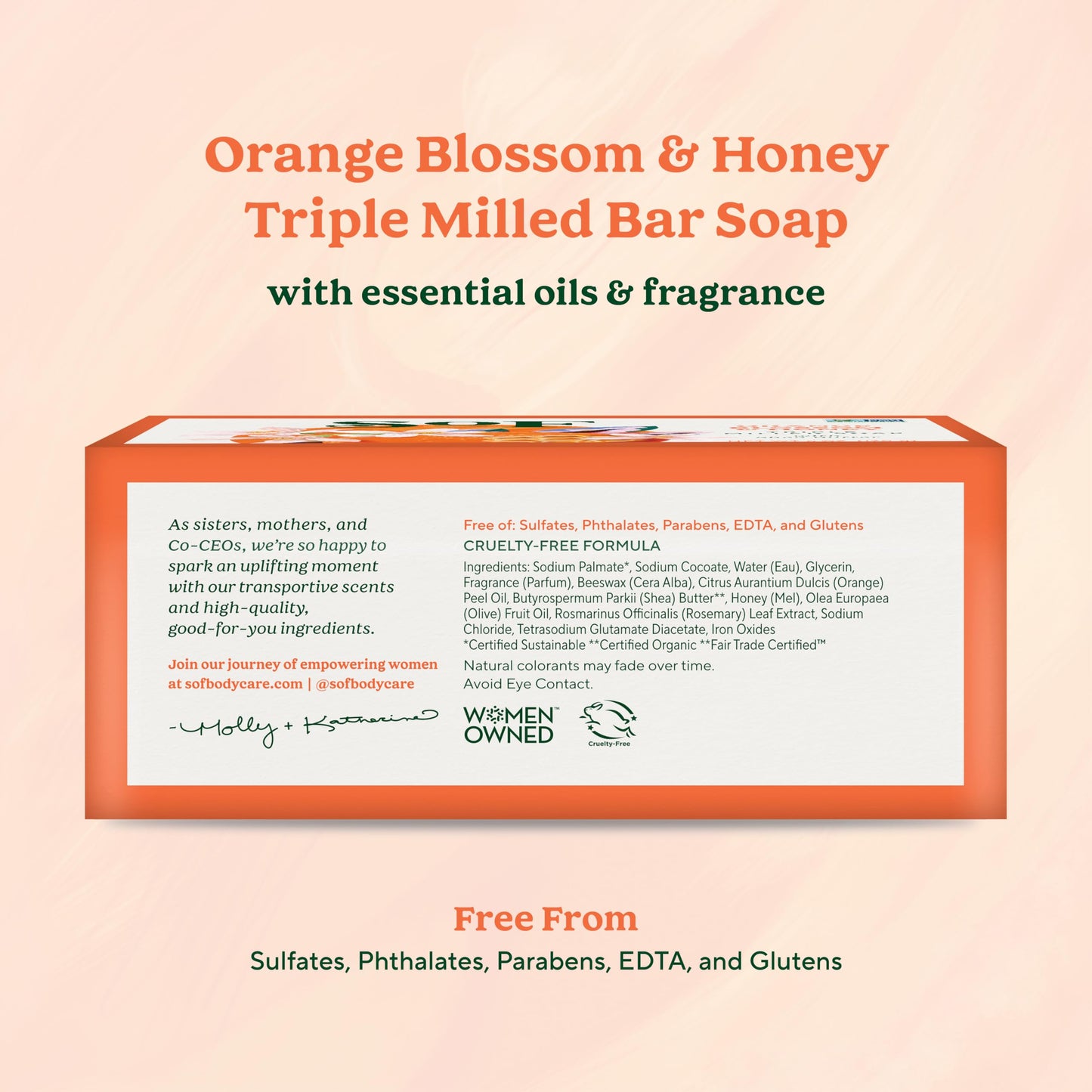 South Of France SoF Triple Milled Bar Soap - With Coconut Oil & Organic Shea Butter- Vegan & Non GMO- Free From Phthalates, Sulfates & Parabens