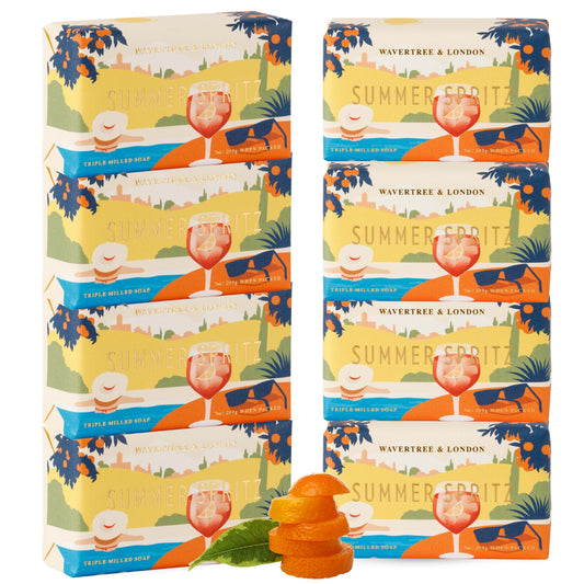 Wavertree & London Summer Spritz Scented Natural Soap (8 Bars), 7oz Moisturizing French Triple Milled Soap Bars enriched with shea butter - Pure Plant Beauty & Personal Care Wavertree & London