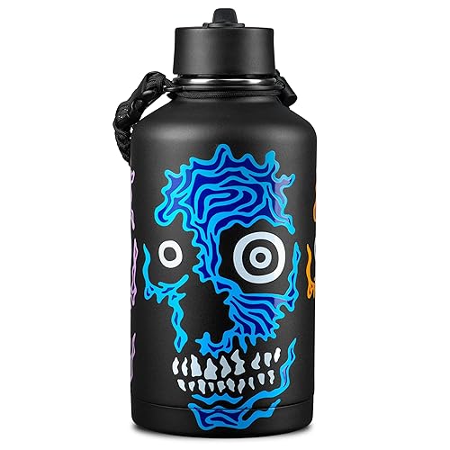 URBANCAN 64 oz Insulated Water Bottle with Straw, Chug & Cap Lids - Drink In Style with Stainless Steel Water Bottles for Sports, Gym & Travel…