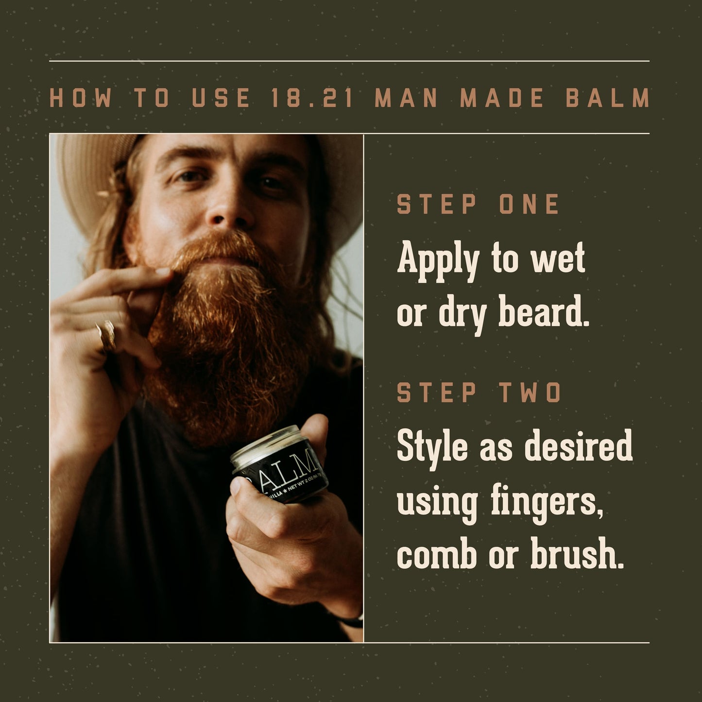 18.21 Man Made Beard Balm for Men, Spiced Vanilla, 2 fl. oz - Premium Grooming Cream with Low Shine for Conditioning and Shaping Beards, Mustaches