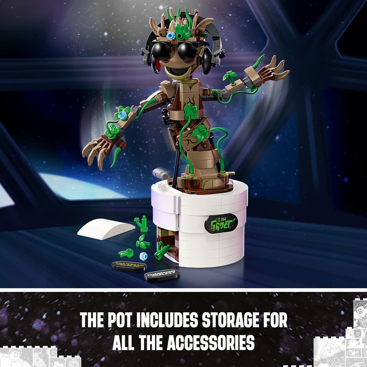 LEGO Marvel Dancing Groot 76297, Guardians of the Galaxy Buildable Figure, Interactive Superhero Toy & Gift for Kids