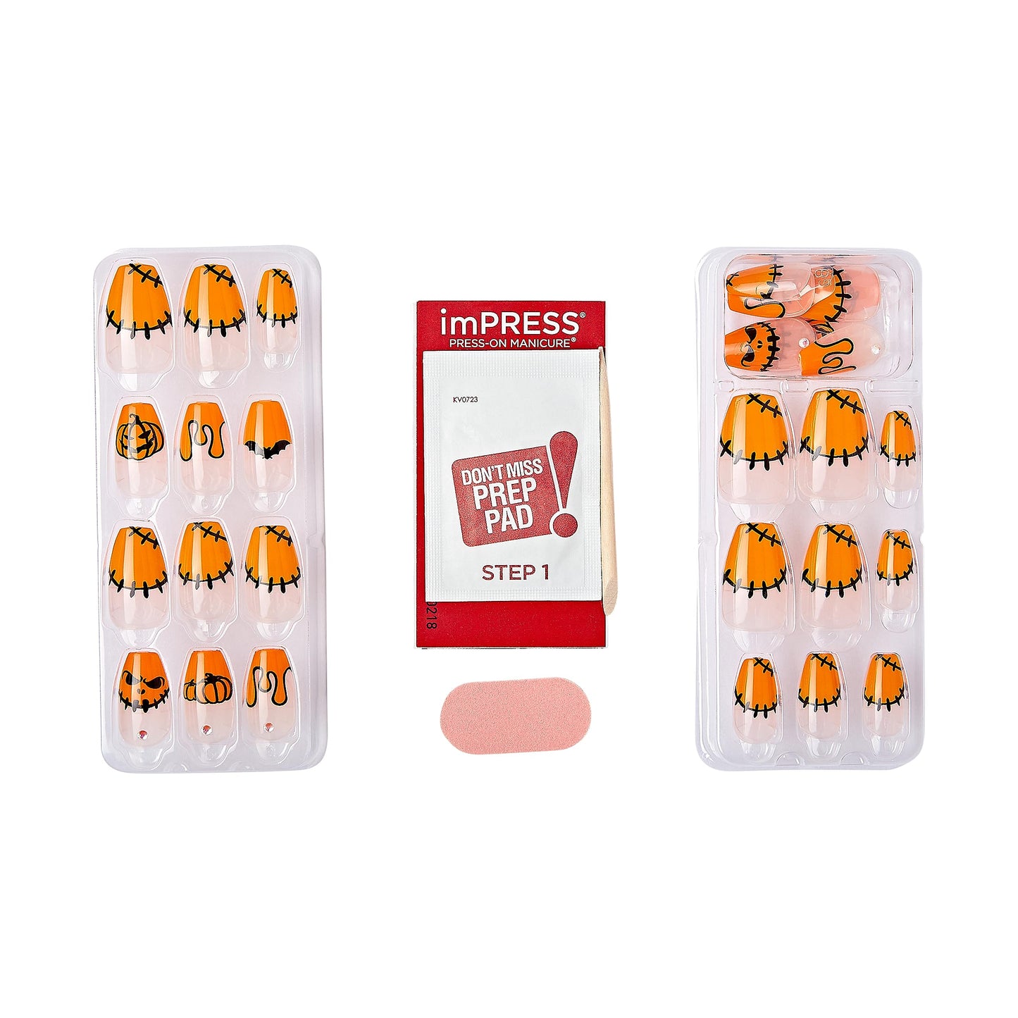 KISS imPRESS Press-On Manicure Halloween, Orange, Medium Length, Coffin Shape, PureFit Technology, Chip Proof, Smudge Proof, Waterproof, Prep Pad Beauty & Personal Care imPRESS