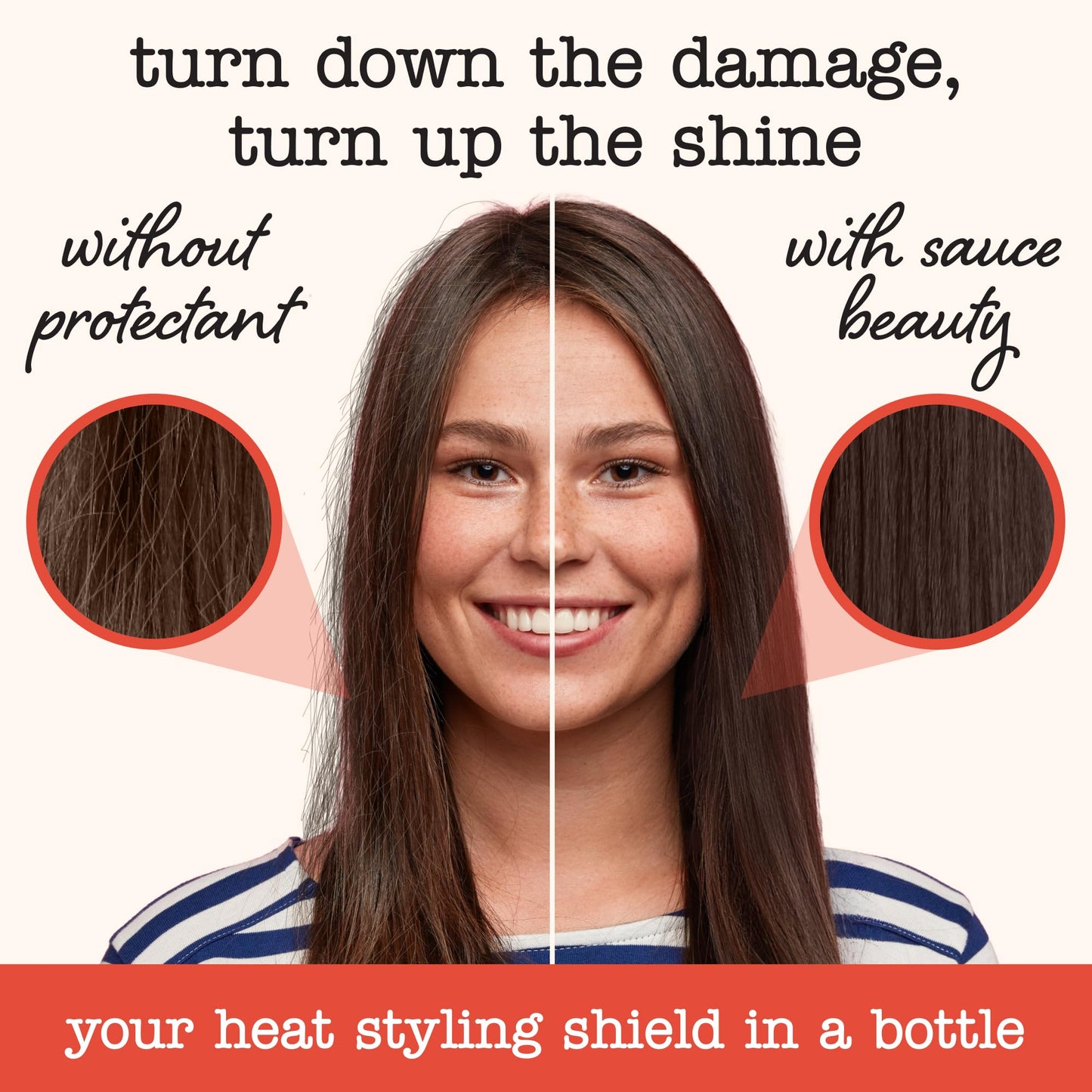 SAUCE BEAUTY Hair Heat Protectant Spray (8 Fl Oz) Hot Sauce Thermal Protectant Spray with Argan Oil, Aloe & Cayenne, Anti Frizz & Adds Shine, Blow Dry