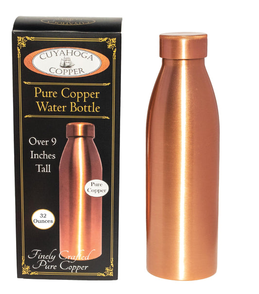 Cuyahoga Copper 100% Pure Copper Water Bottle - 9” Tall, Leak-Proof, Handcrafted & Clean - Durable, Stylish, Perfect for Everyday Use - Comes…