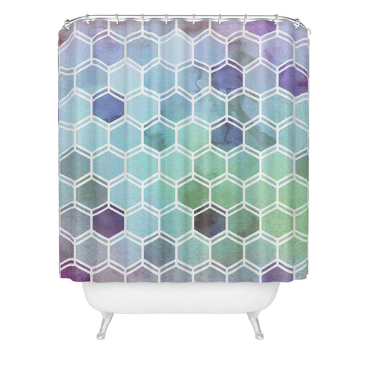 Society6 Shower Curtain - Bathroom Decor by Monika Strigel - Extra Long Fabric Shower Curtains for Bathroom, 71" x 74", Tweezy Ocean Blue