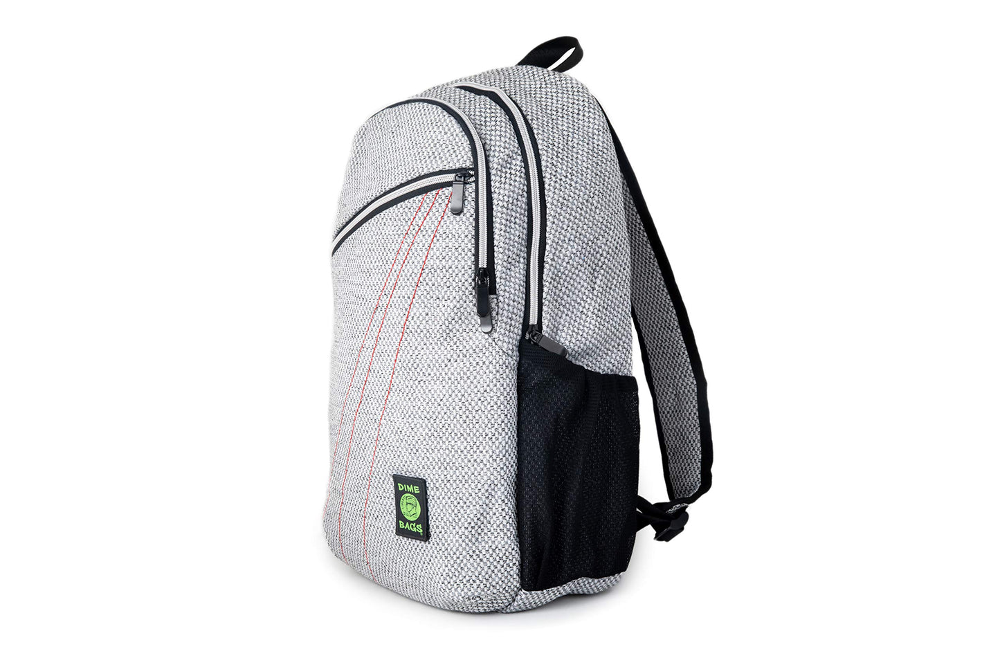 DIME BAGS Backpack with Padded Laptop Compartment, Durable Hempster Material, 11 Storage Pockets, For Travel & Daily Use, City Dweller (Silver)