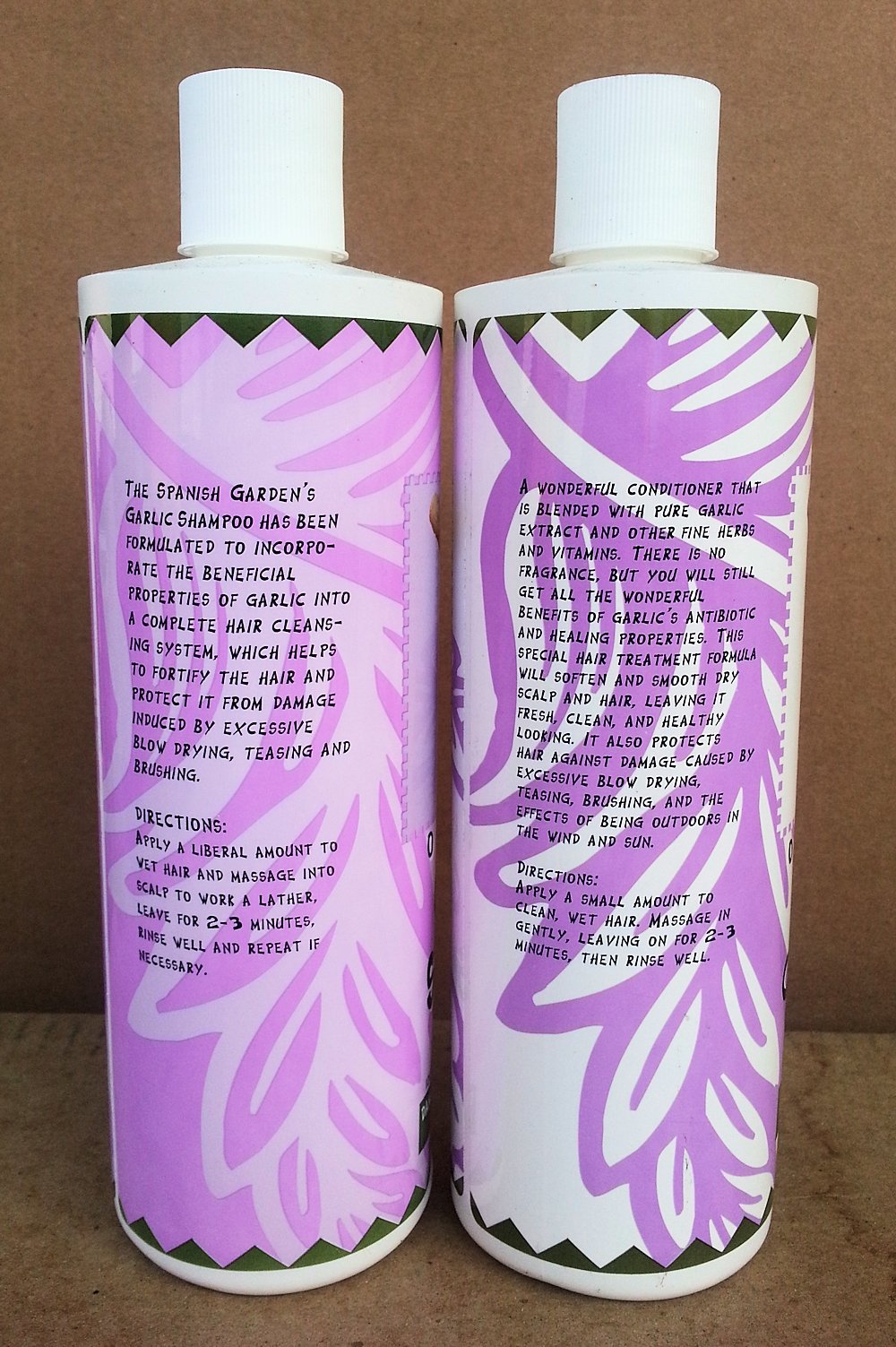 Original GARLIC Shampoo & Conditioner Set. Damaged Hair, Flaky Scalp Treatment Formula by Spanish Garden 16 oz (2 Pack) iwgl