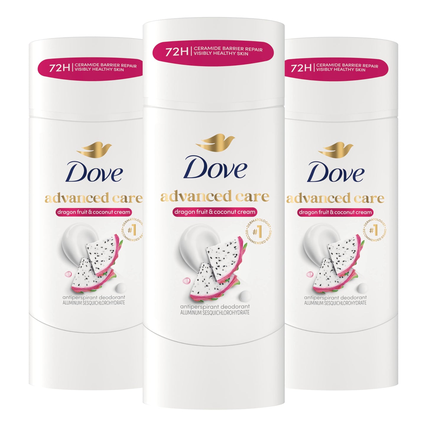 Dove Advanced Care Antiperspirant Deodorant for Women Dragon Fruit & Coconut Cream 3 pack 72 hour sweat and odor protection 2.6 oz Beauty and Personal Care Dove