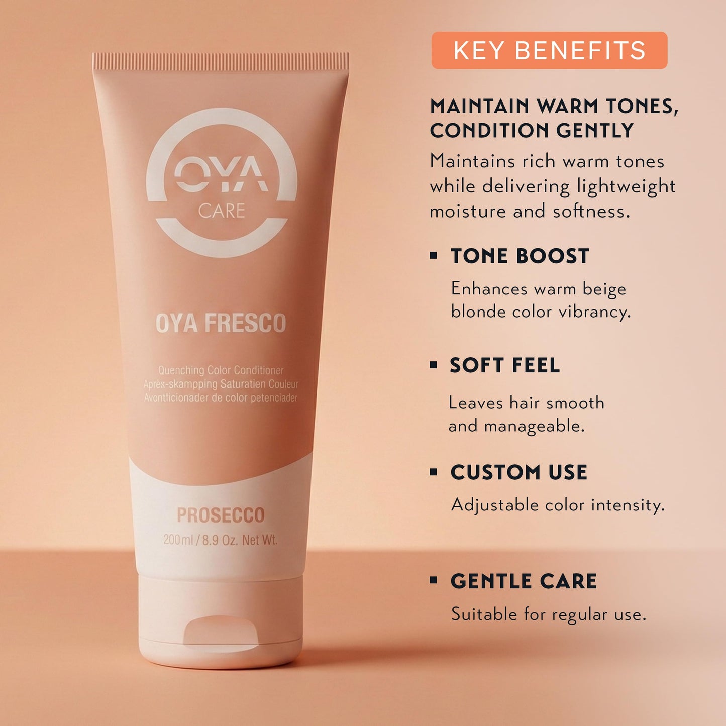 OYA Fresco Quenching Color Conditioner - Prosecco - Semi Permanent Color Depositing Conditioner for Blonde Hair - Enhances & Maintains Beige Blonde