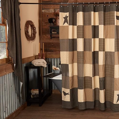 VHC Brands Kettle Grove, Primitive, Bath Decor, Shower Curtain, 72x72