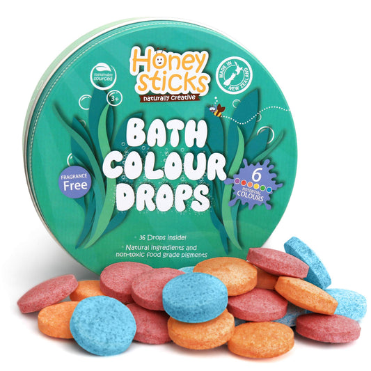 Honeysticks Bath Color Tablets for Kids - Non Toxic Bathtub Drops Made with Natural Ingredients and Food Grade Colors - Fragrance Free - Fizzy…