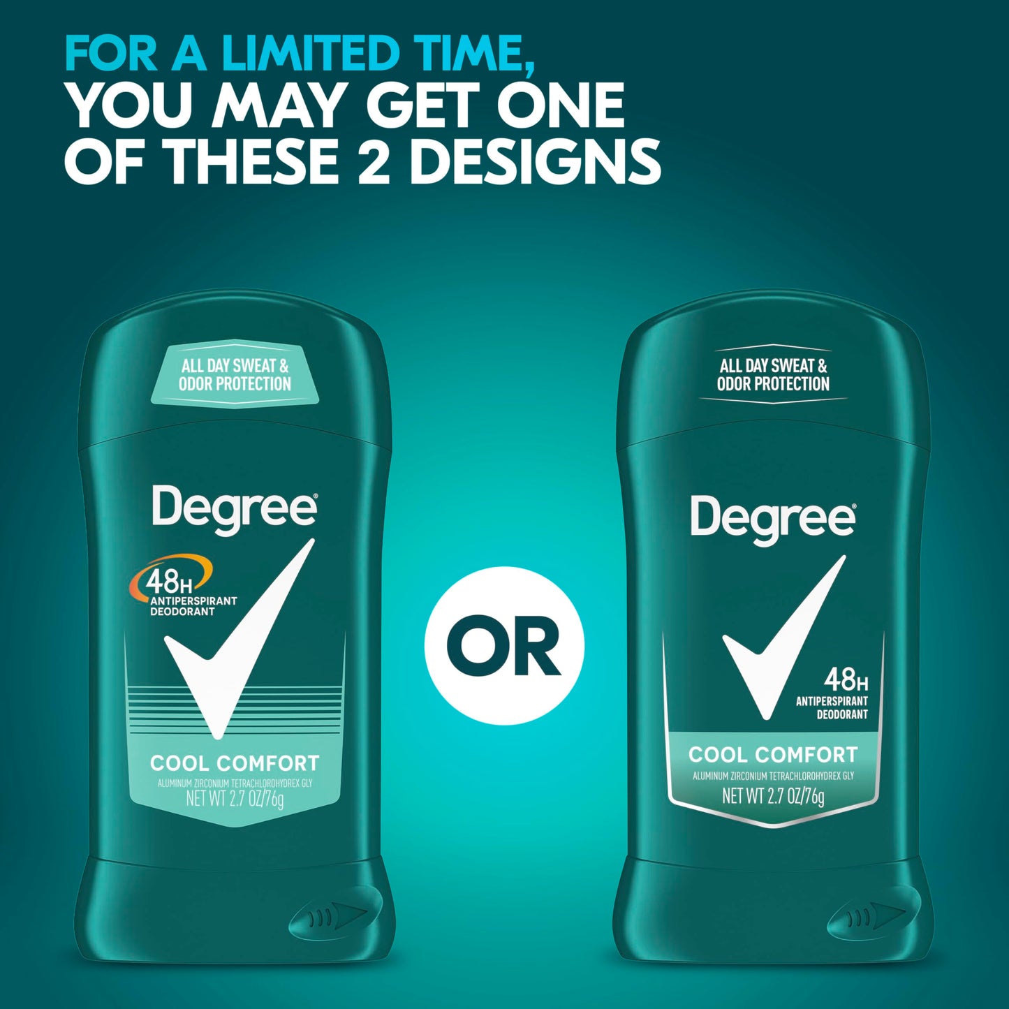 Degree Men Antiperspirant Deodorant Stick Cool Comfort 48 Hour Protection Non Irritating 2.7 oz