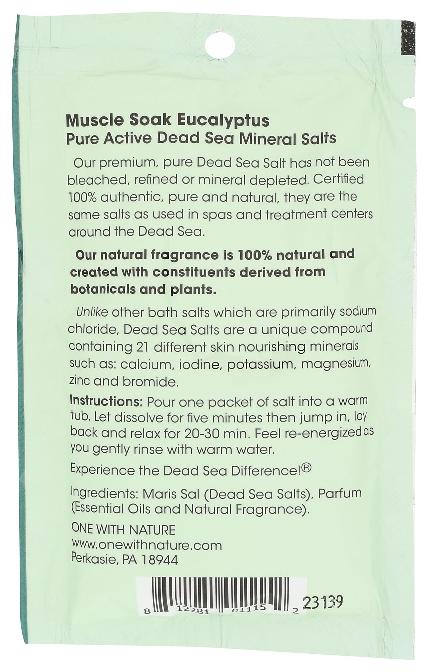 One With Nature Eucalyptus Dead Sea Bath Salt Packet, 2.5 OZ Beauty and Personal Care One With Nature