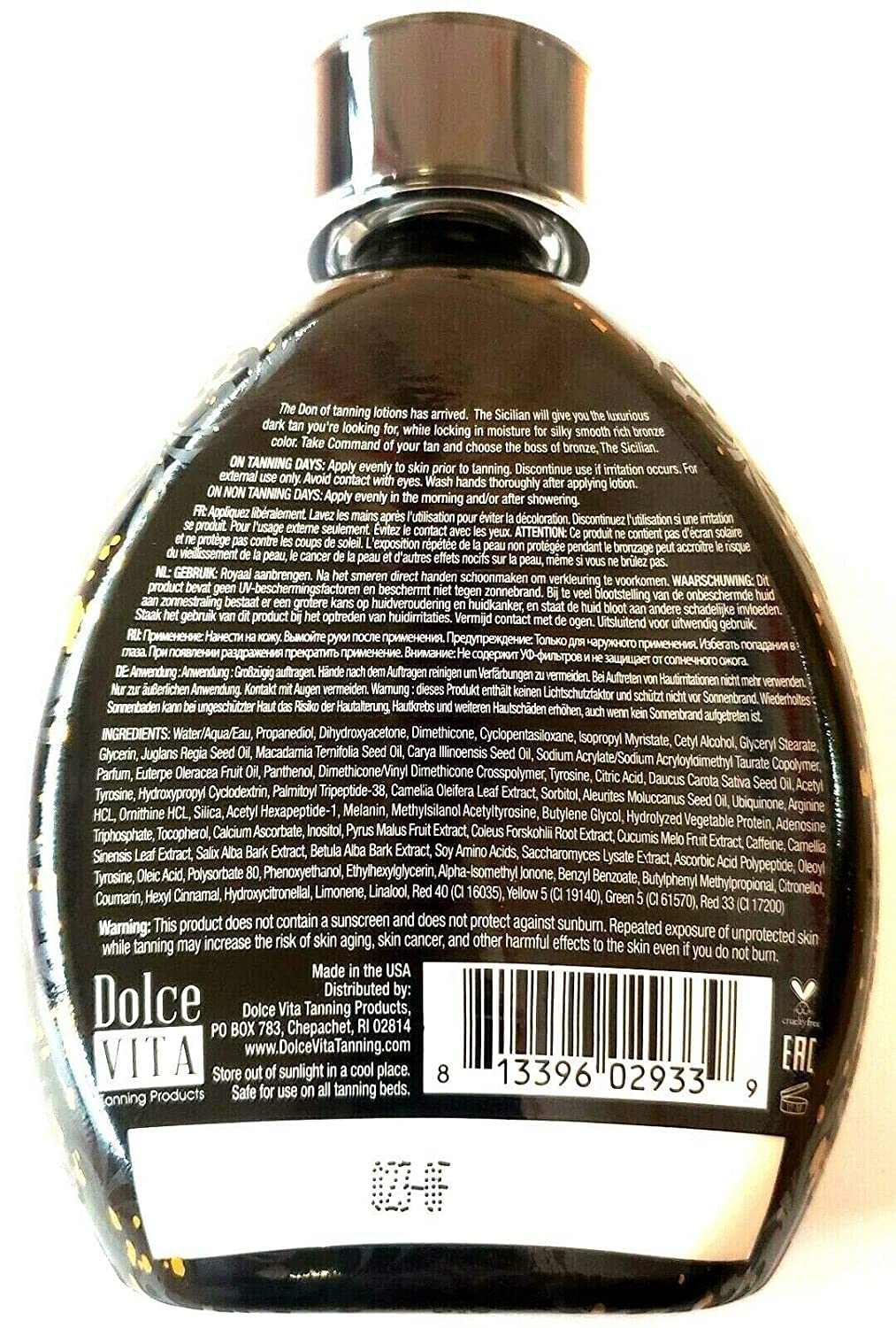 The Sicilian 200X Dark Black Bronzer Tanning Lotion - BEST for Glowing Skin - Gradual Bronzing & Sunless Self Tanner Lotion - Luxurious Sunless Body