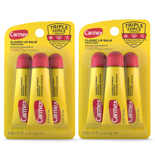 Carmex Medicated Lip Balm Tubes, Lip Moisturizer for Dry, Chapped Lips, 0.35 OZ - (2 Packs of 3) Beauty and Personal Care Carmex