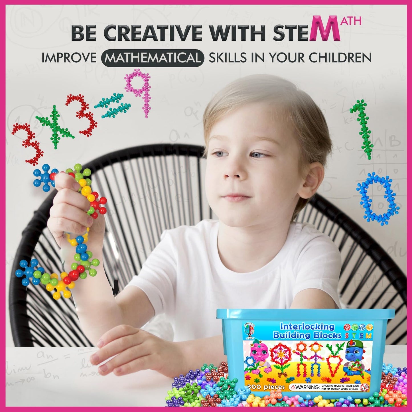 Curious 2 Learn 300 pcs Building Blocks Set - STEM Educational Toys for Kids Ages 3+ - Interlocking Discs for Preschool Boys & Girls, Creativity Play
