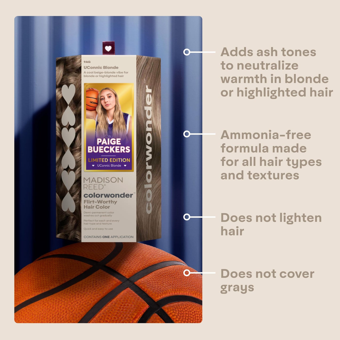 Madison Reed ColorWonder Demi-Permanent Hair Color Kit - 9AG Beige Ash Blonde (UConnic Blonde) | Cool Toning for Blondes, Lasts 25 Washes