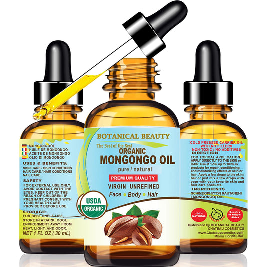 Botanical Beauty Organic MONGONGO OIL Manketti Seed Oil 100% Pure Natural Virgin Unrefined Cold-Pressed Carrier Oil for Face Skin Body Hair Lip Nails