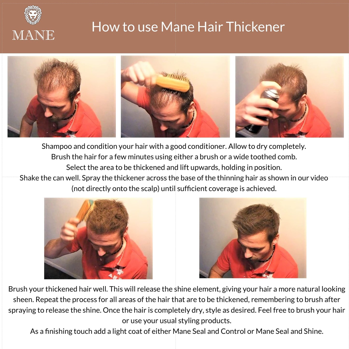 Mane Hair Thickener 200 ml with a Shampoo and Conditioner (Hazel)
