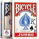 Bicycle Jumbo Index Playing Cards , 2 Pack Large Print Poker Size Deck of Cards for Easy Reading, Family Card Games, and Casino Play