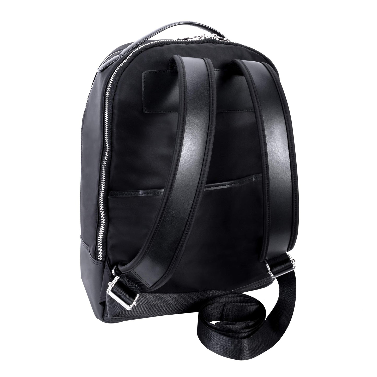 McKleinUSA N Series, Parker, Nano Tech-Light Nylon with Leather Trim, 15" Nylon Dual Compartment Laptop Backpack, Black (18555), One Size