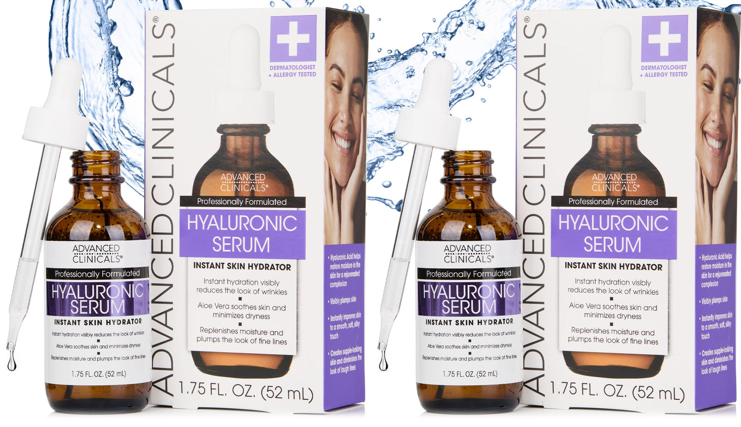 Advanced Clinicals Hyaluronic Acid Serum For Face | Moisturizing Facial Skin Care Products | Hydrating Serum For Face Helps Improve Look Of Wrinkles