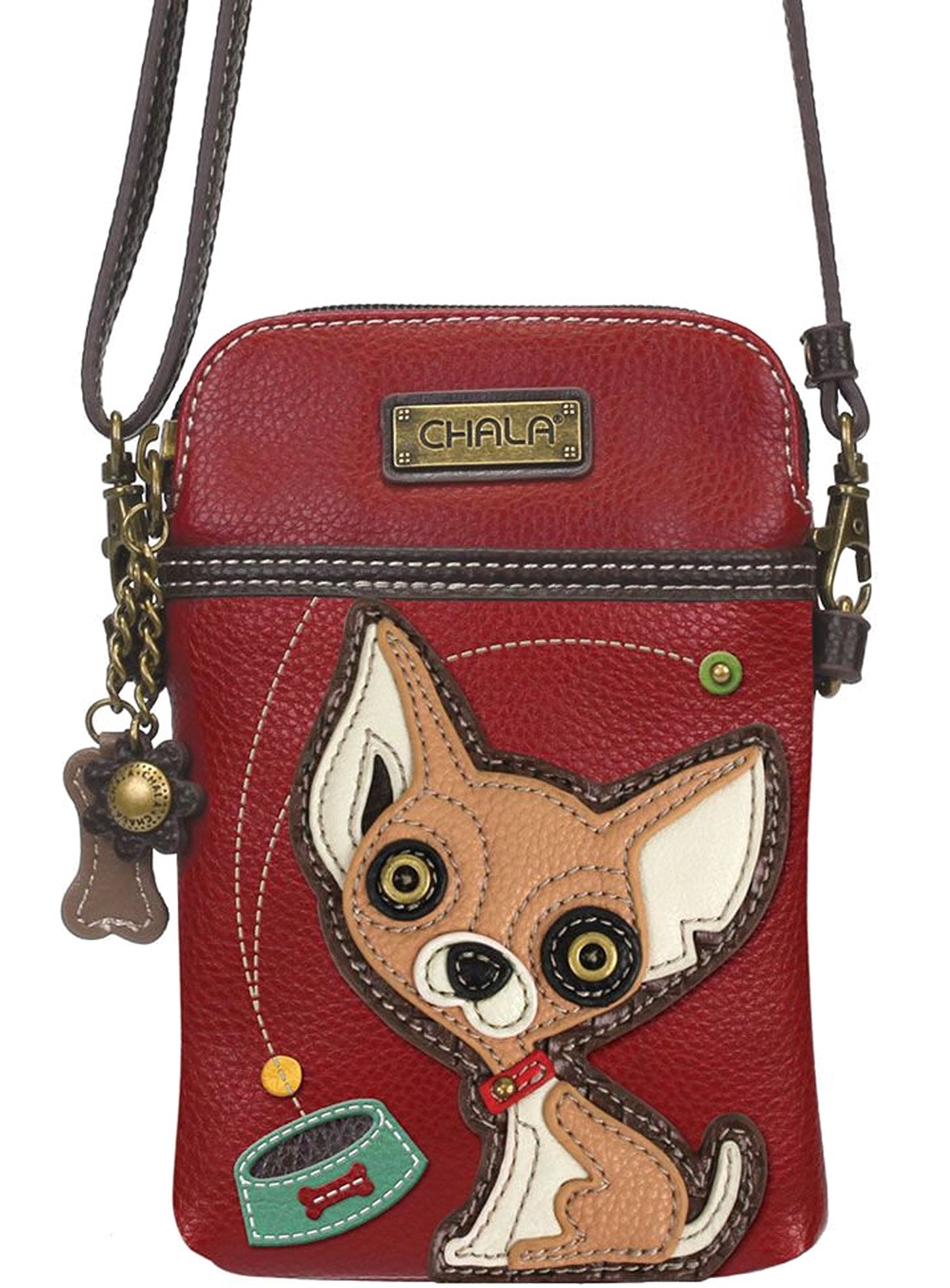 Chala Chihuahua Cellphone Crossbody Handbag - Convertible Strap Chihuahua Mom