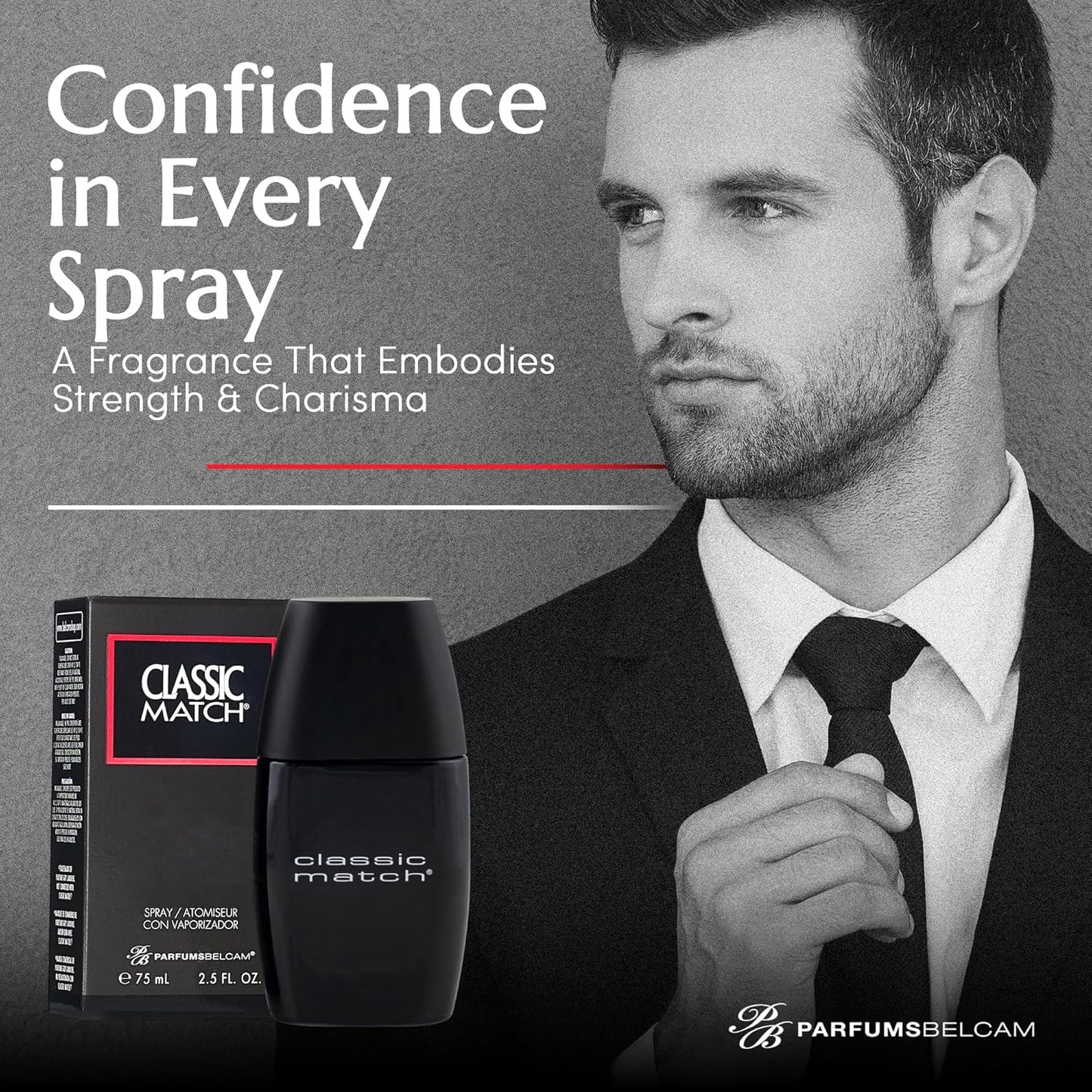 PB ParfumsBelcam CM Noir Eau De Toilette Spray for Men – Fresh Fougere Cologne, Bergamot, Basil, Patchouli, Long-Lasting Scent