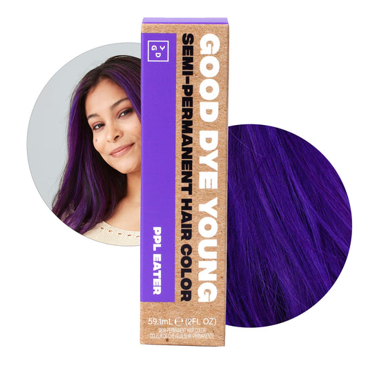 Good Dye Young Streaks and Strands Semi Permanent Purple Hair Color (PPL Eater) - UV Protective Temporary Conditioning Dye for 15-24+ Washes - Vegan Beauty and Personal Care Good Dye Young Default Title
