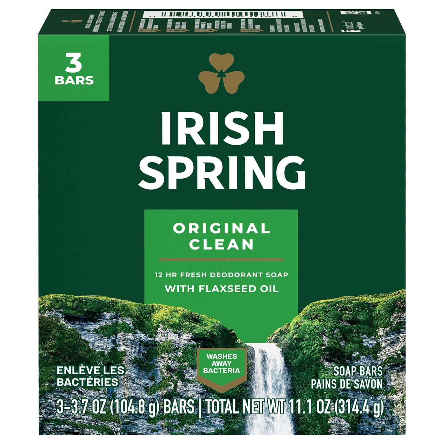 Irish Spring Deodorant Bar Soap, Original, 3.75 oz bars, 3 ea (Pack of 11)