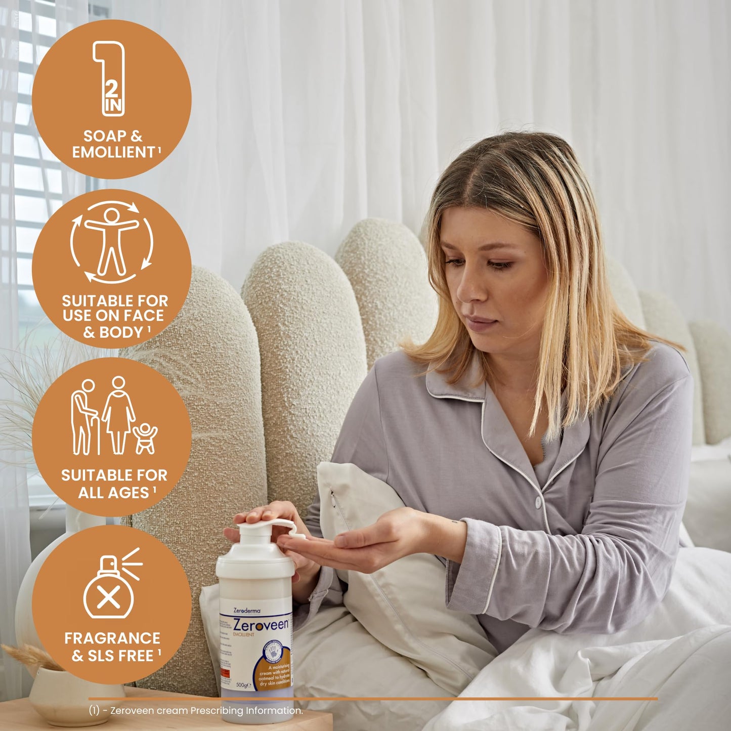 Zeroderma Zeroveen Emollient 500g - 2In1 Moisturising Cram And Wash With Natural Oatmeal