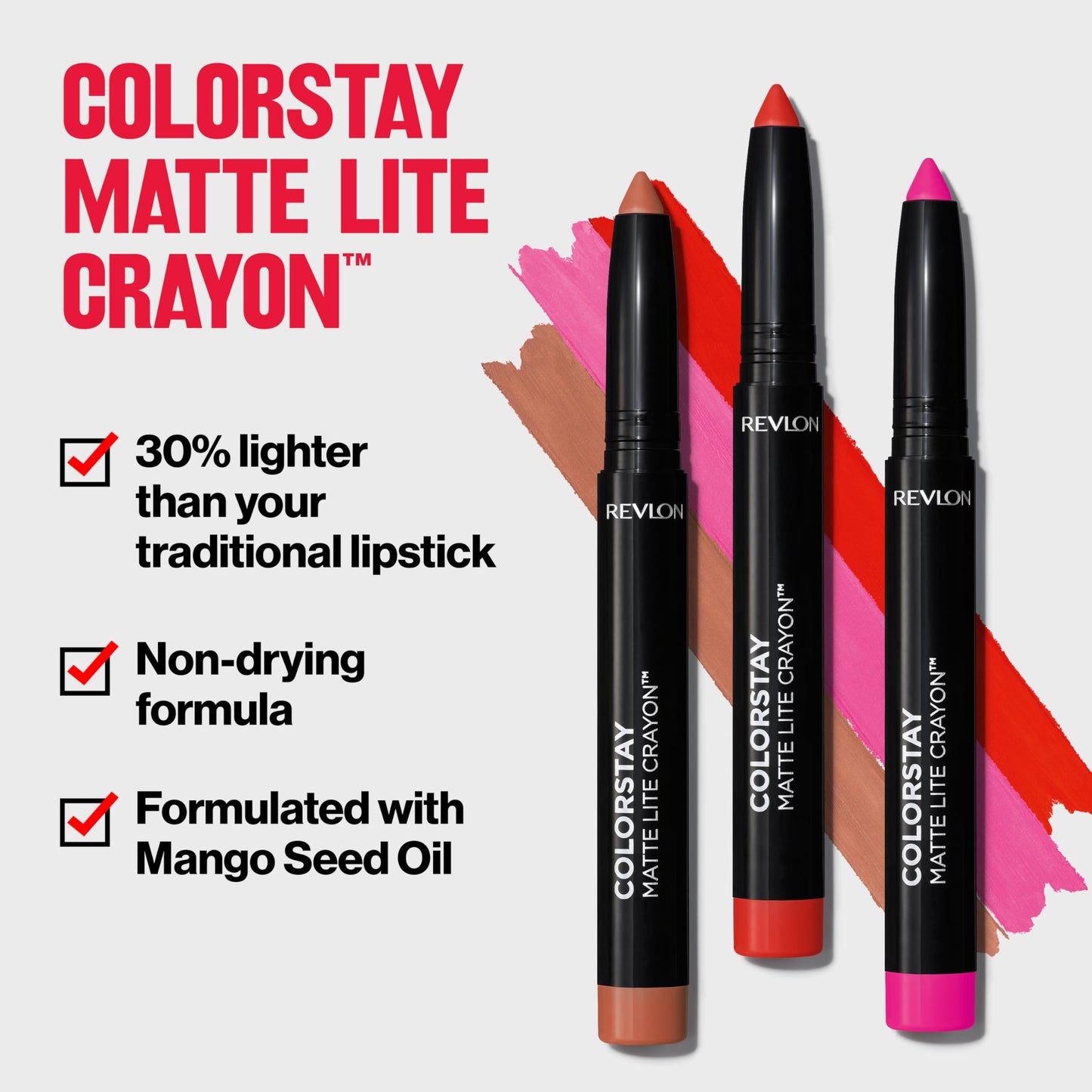 REVLON ColorStay Matte Lite Crayon Lipstick with Built-in Sharpener, Smudge-proof, Water-Resistant Non-Drying Lipcolor, 007 Mile High, 0.049 oz