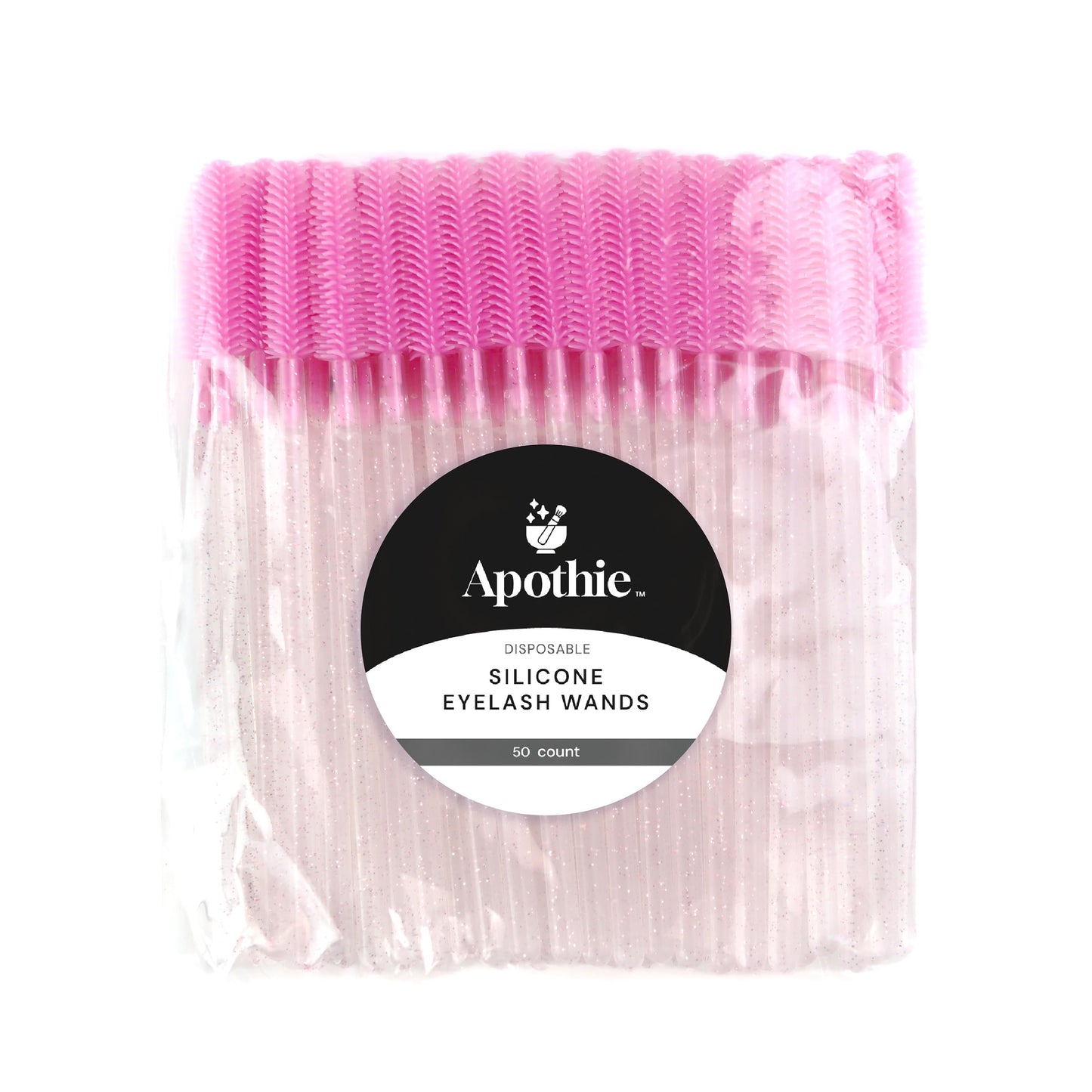 Apothie 50 Pieces Silicone Disposable Mascara Eyelash Wands - Eyebrow & Lash Extension Spoolie Brushes, Comb Separator, Microblading Tool, Applicator