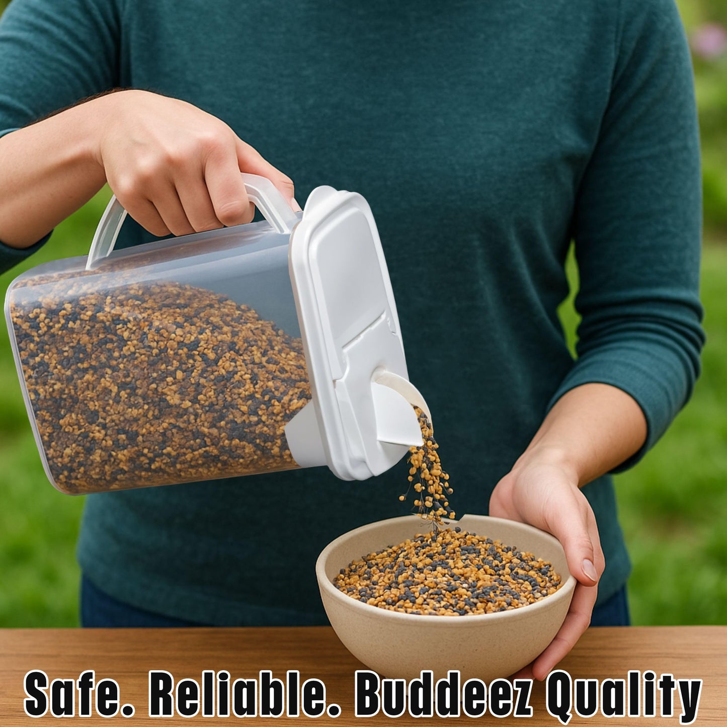 Buddeez Pet Food Storage Containers - 2 Count Bird Seed Dispenser with Pour Tight Lids and Easy Pour Spouts, 8 Qt and 3.5 Qt, Bird Seed Storage…