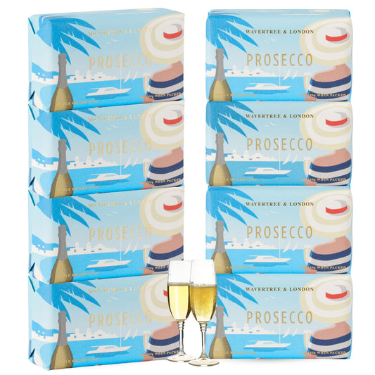 Wavertree & London Prosecco Scented Natural Soap (8 Bars), 7oz Moisturizing French Triple Milled Soap Bars enriched with shea butter - Pure Plant Oil Beauty & Personal Care Wavertree & London