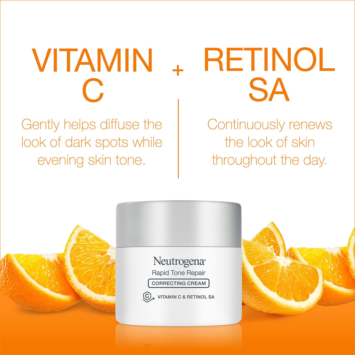 Neutrogena Rapid Tone Repair Retinol + Vitamin C Correcting Cream, Face Moisturizer with Retinol, Hyaluronic Acid & Vitamin C for Dark Spots