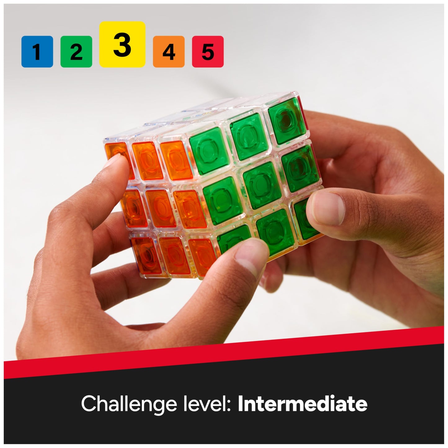 Rubik’s Crystal Cube 3x3 – Transparent Color-Matching Puzzle, Twisting Fidget & Brain Teaser Toy for Kids, Teens & Adults Ages 8+