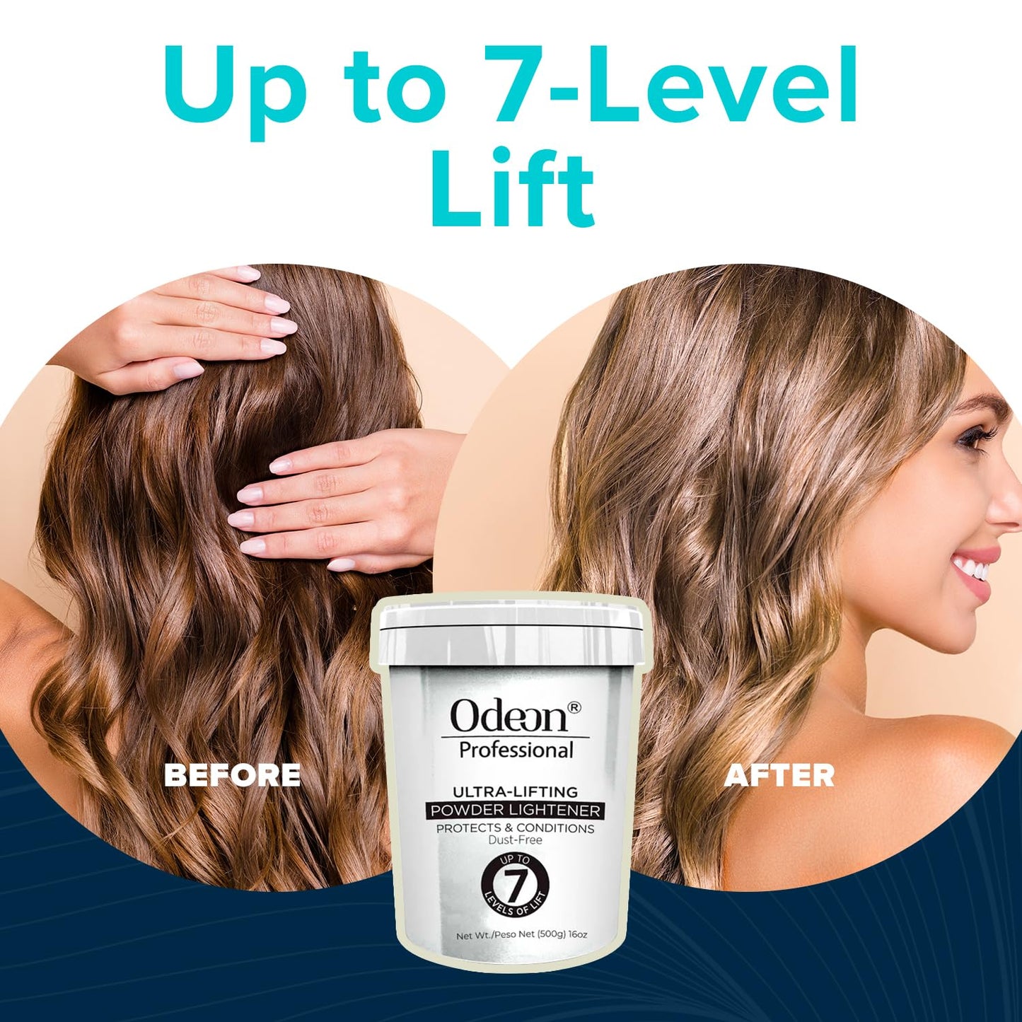 Odeon Professional Ultra-Lifting Hair Lightener Powder 16oz - Dust-Free Formula, Lifts Up to 7 Levels - Versatile Bleach for Balayage, Highlights