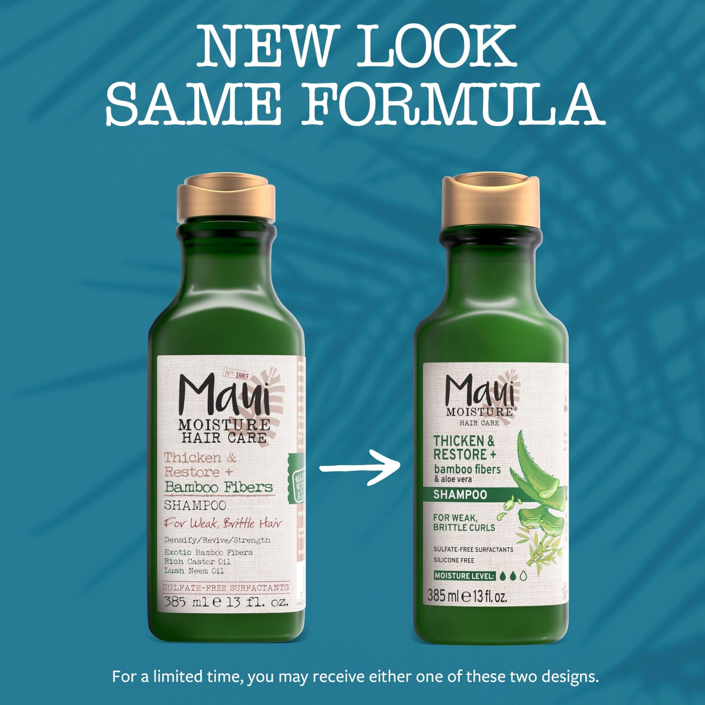 Maui Moisture Thicken & Restore + Bamboo Fibers Strengthening Shampoo to Soften Transitioning or Natural Hair & Renew Brittle Hair, Vegan, Silicone