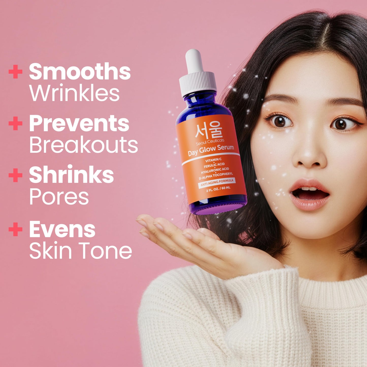 SeoulCeuticals Korean Skin Care 20% Vitamin C Hyaluronic Acid Serum + CE Ferulic Acid - Potent Anti Aging, Anti Wrinkle Korean Beauty 1oz Beauty and Personal Care SeoulCeuticals