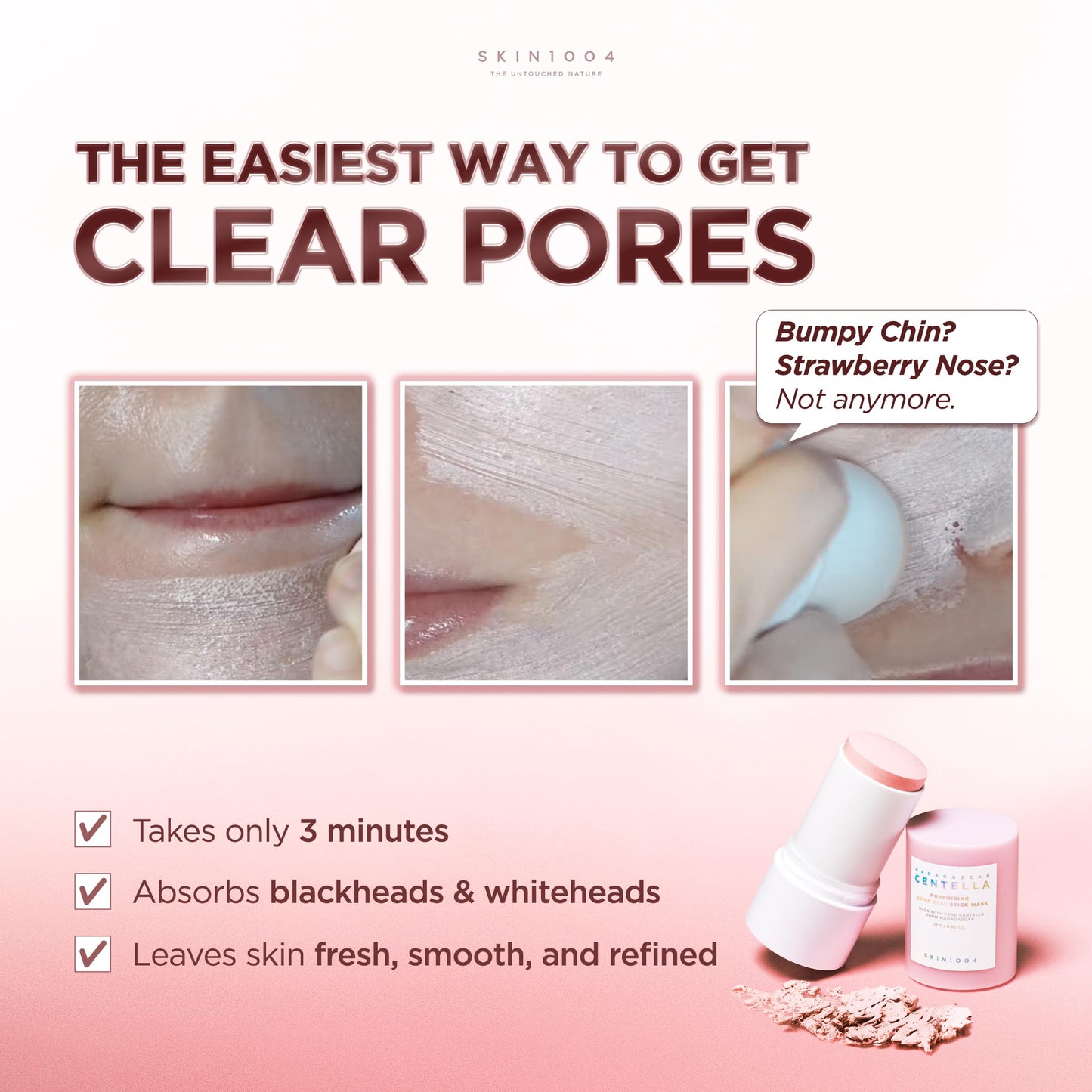 SKIN1004 [Hudson's Pick] Poremizing Quick Clay Stick Mask, Facial Clay Mask for Pores, Centella Clay Stick for Pore Minimizing, Pink Pore Mud Mask Beauty and Personal Care SKIN1004