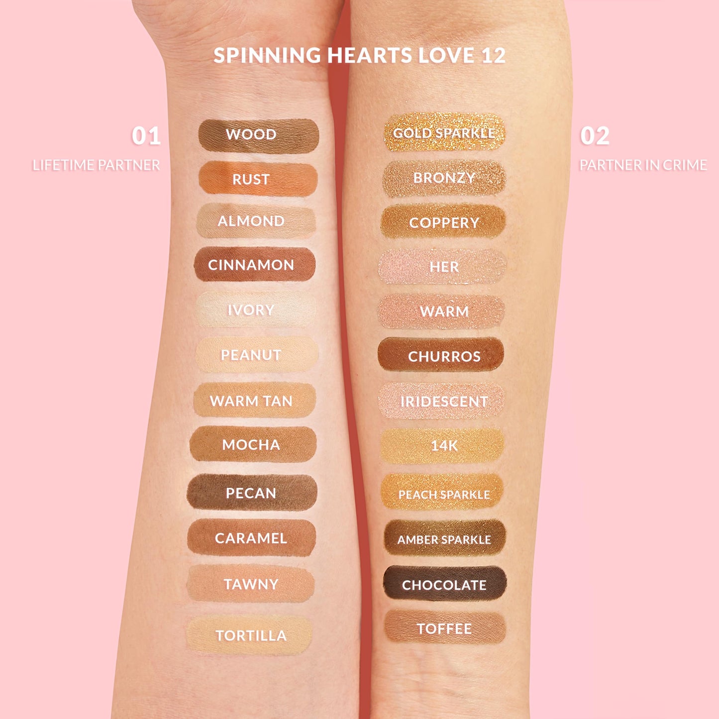 Kimchi Chic Spinning Hearts Love Eyeshadow & Pigment Palette - 12 Shades for Soft Glam to Bold Looks, Long Lasting, Blendable, Cruelty Free, Lifetime…