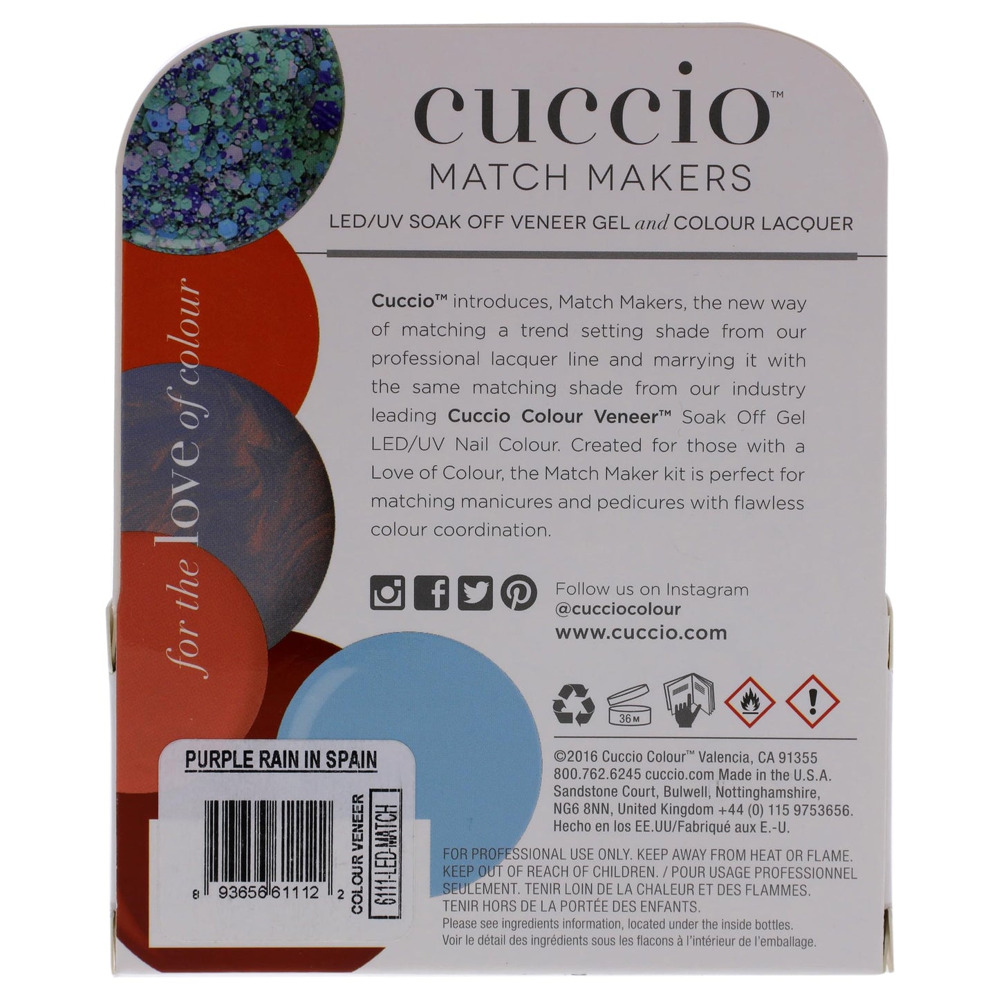Cuccio Colour Match Makers Set - Purple Rain In Spain for Women - 2 Pc 0.44oz Veneer Soak Of Gel Nail Polish, 0.43oz Colour Nail Polish