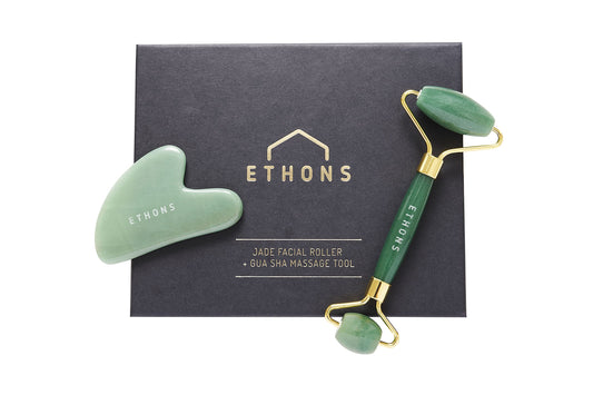 ETHONS Jade Roller & Gua Sha 2 in 1 For Face - Premium Construction Face Massager - Skin Tightening De-Puff Face Scraper - Anti Aging - Relieves Beauty & Personal Care ETHONS