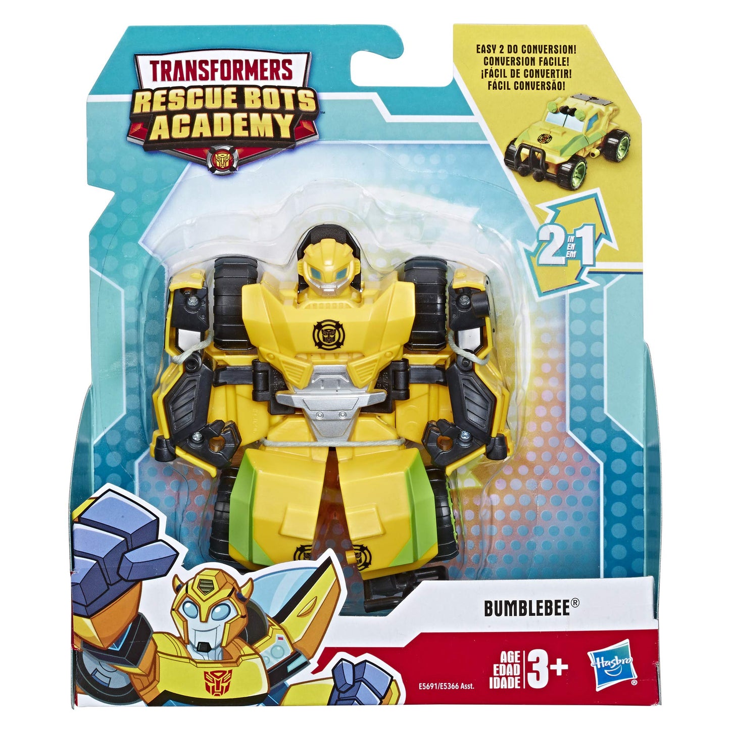 Transformers Playskool Heroes Rescue Bots Academy Bumblebee Converting Toy Robot, 4.5" Action Figure, Toys for Kids Ages 3 & Up