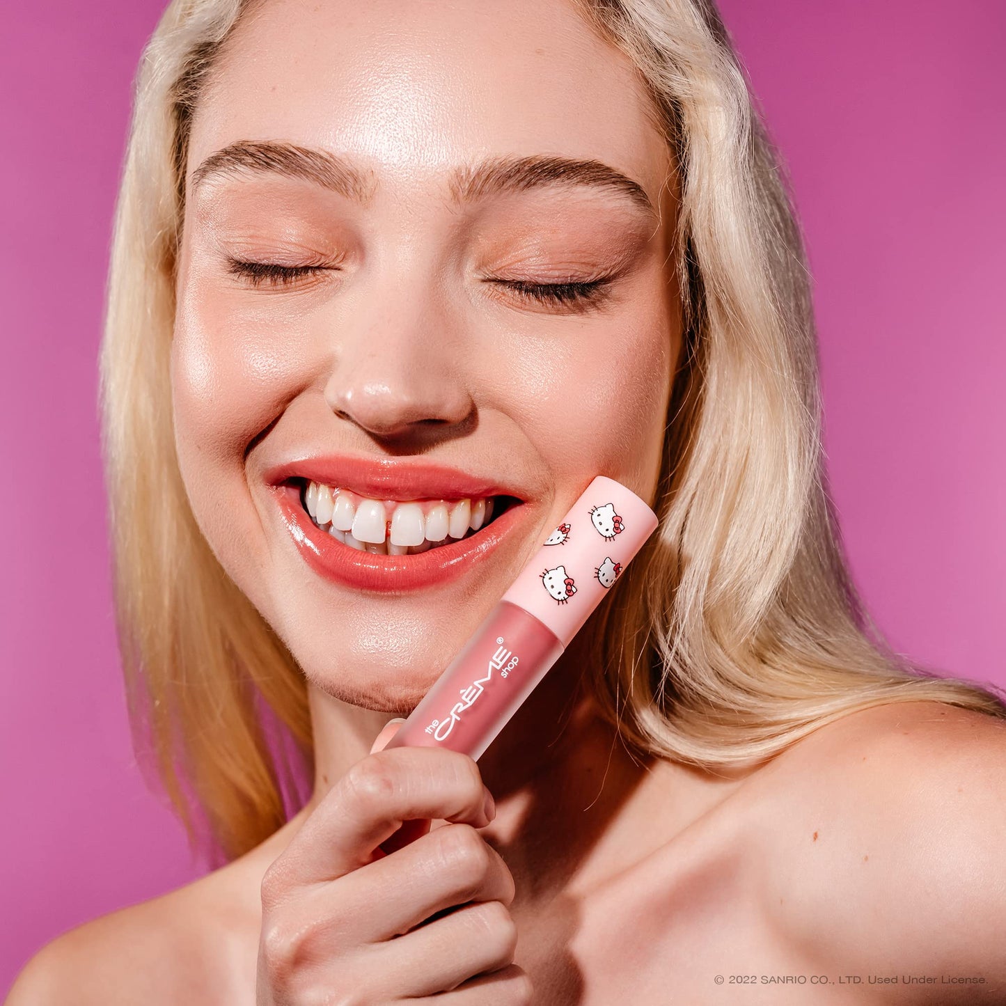 The Crème Shop x Hello Kitty | Kawaii Kiss Moisturizing Lip Oil - Strawberry | Ultra Hydrating Lip Moisturizer | Cool-Toned Mauve Pink Tinted Lip