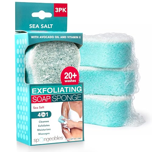Spongeables Body Wash in a 20+ Wash Sponge, Sea Salt, 3 Count Beauty & Personal Care Spongeables
